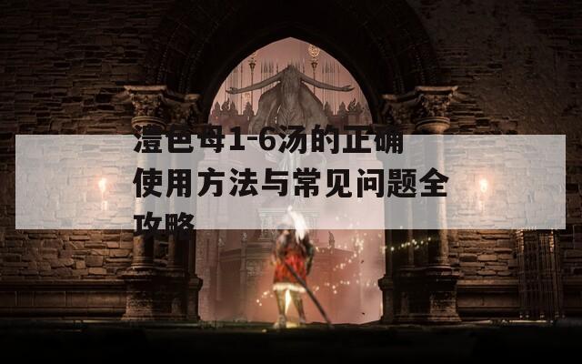 澧色母1-6汤的正确使用方法与常见问题全攻略