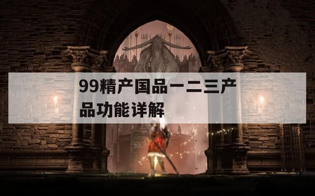 99精产国品一二三产品功能详解