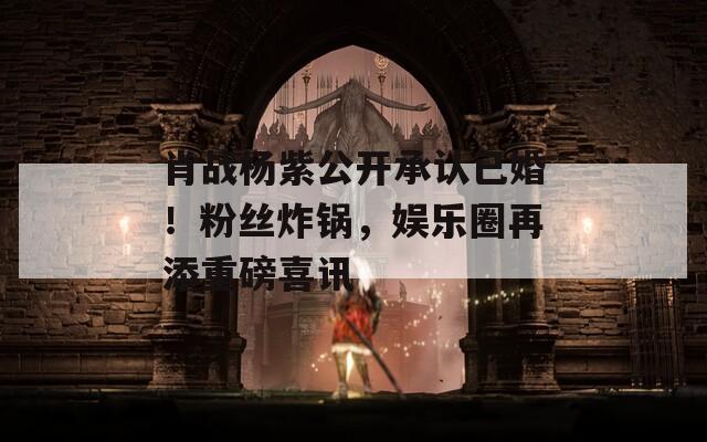 肖战杨紫公开承认已婚！粉丝炸锅，娱乐圈再添重磅喜讯