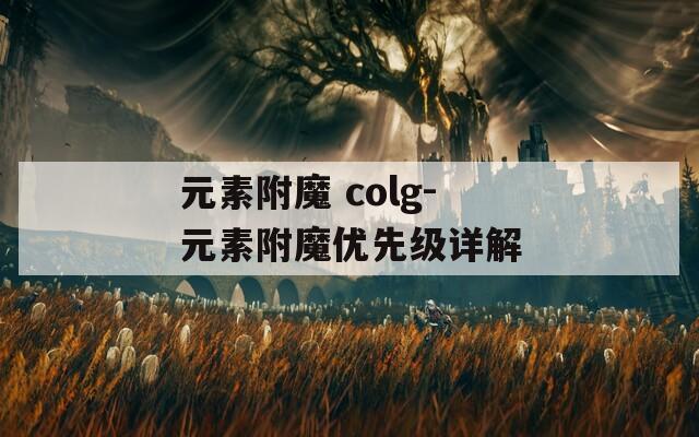 元素附魔 colg-元素附魔优先级详解