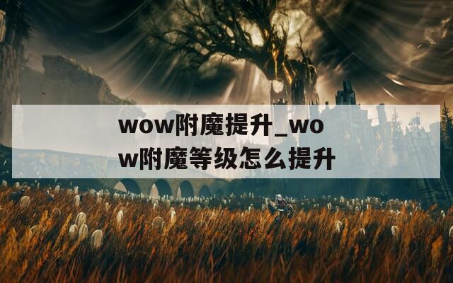 wow附魔提升_wow附魔等级怎么提升