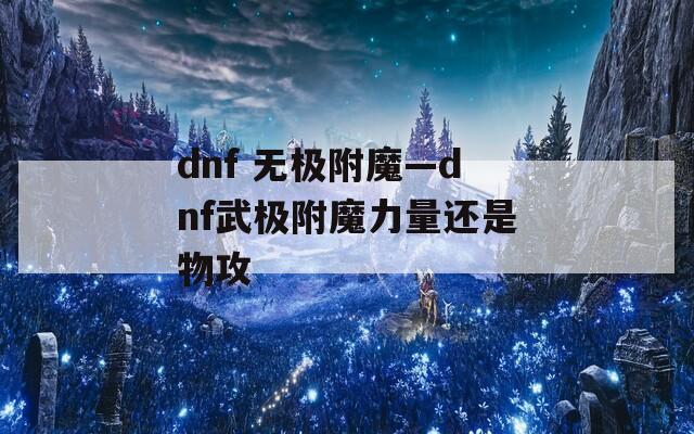 dnf 无极附魔—dnf武极附魔力量还是物攻