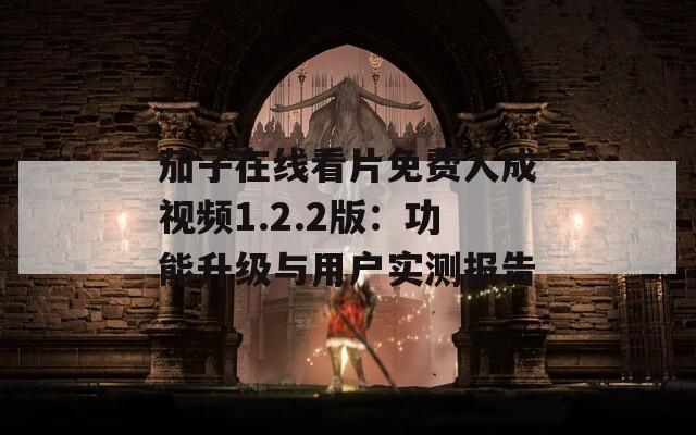 茄子在线看片免费人成视频1.2.2版：功能升级与用户实测报告