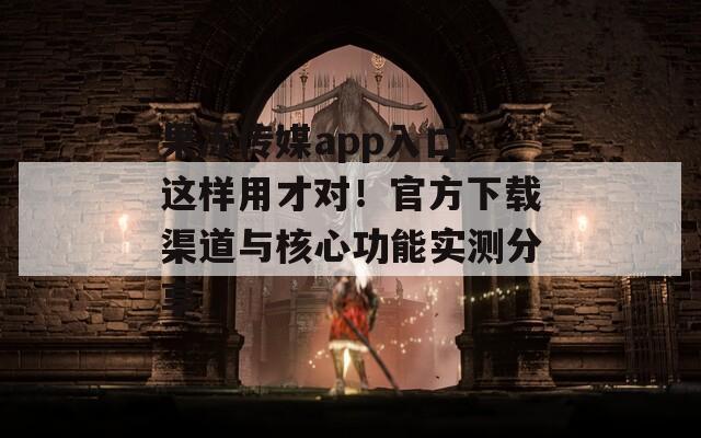 果冻传媒app入口：这样用才对！官方下载渠道与核心功能实测分享